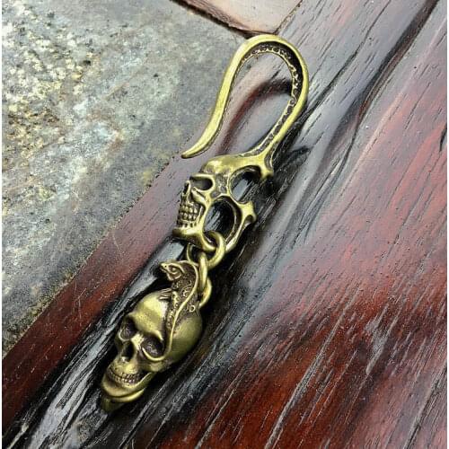 Antique Pure Copper Brass Skull Lizard Keychains Mens Metal Gold Key Chain Ring Fob Clip S Belt Bag Wallet Hook Accessories 2018