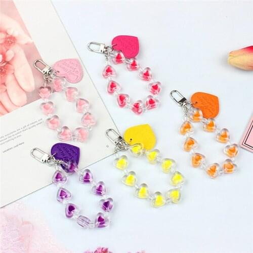 Luxury KeyChains for Women Keyring Car Keys Bag Key Chains Acrylic Heart Tassel Cord Pendent Charm for Airpods Case Gifts
