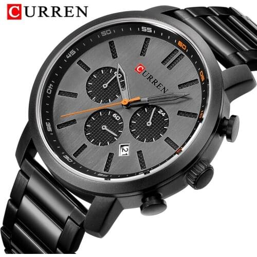CURREN Fashion Mens Quartz Analog Watch Men Casual Sport Watches Chronograph Stainless Steel Band Male Clock Relogio Masculino