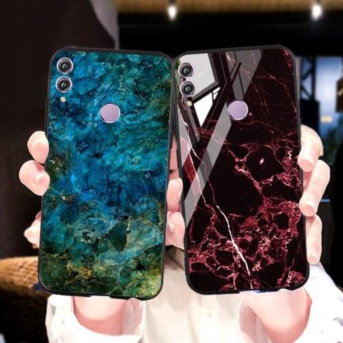 Tempered Glass Case For Huawei Honor 8x Max 10i 10 9 Lite Cases Marble Bumper Honor 20 8A 8C 8S 7A 7C Pro Play 3 Covers Fundas