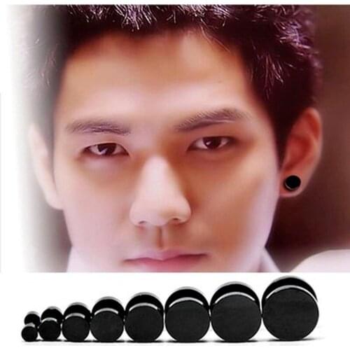 1pcs Fashion Black Steel Stainless Steel Earrings Unsex Barbell Dumbbell Punk Gothic Stud Earring for Men and Woman