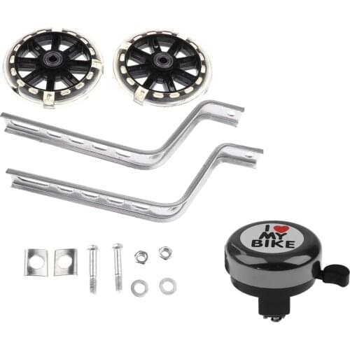 Kids Bicycle Stabilisers 12-20'' Children Training Wheels with LED Light & Components+ Bicycle Bike Bell Alarm Ring