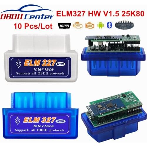 20pcs/lot OBD2 ELM327 1.5 Bluetooth OBDII ELM 327 V1.5 PIC18F25K80 Diagnostic Scanner ELM327 V1.5 25K80 OBD 2 Diagnostic Adapter