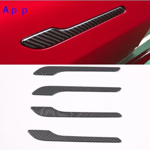 For Tesla Model 3 4PCS/Set Durable Carbon Fiber Car Accessories Protector Waterproof Door Handle Cover Wrap Decorative Sticker
