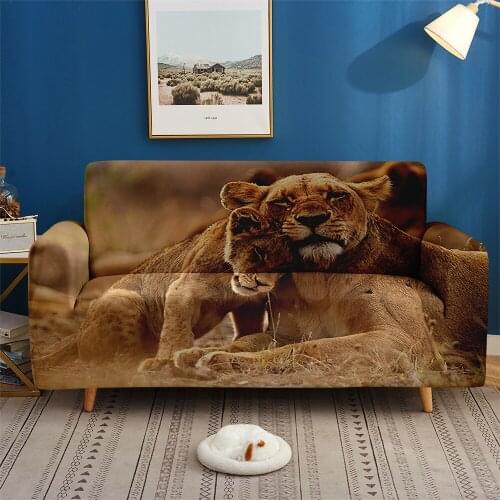 Home Decor 1/2/3/4-seater 3D Print Jungle Wild Animal Elastic Couch Custom Sofa Cover Living Room Bedroom Lion Monkey Sofa Set