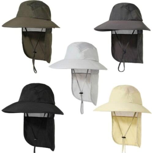 Breathable Mesh Wide Brim Summer Hat For Women Men Quick Dry Large Brim Neck Cover Fishing Hat Fishermen Bucket Hat Sunhat