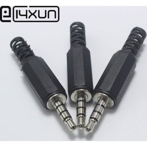 EClyxun 2pcs 1/8" 3.5mm 4 pole Audio Video TRRS Male plug 3.5 Headphone Connector Welding Type