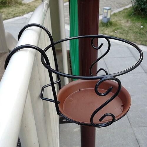 Europe Garden Supplies Flower Pot Basket Outdoor Hanging Basket Plant Iron Racks Fence Balcony Round Flower Pot Decoration