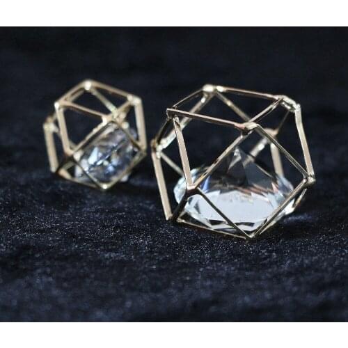HOT!!2/pcs rhinestone beads crystal arc cube copper cage pendant 18mm 27mm fit diy women jewelry B881