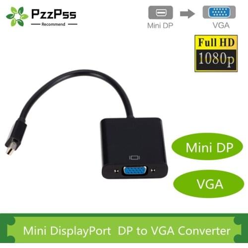 PzzPss 1080P Mini DP To VGA Cable Adapter Mini Thunderbolt Mini Display Port to VGA Male to Female Converter for HDTV Monitor