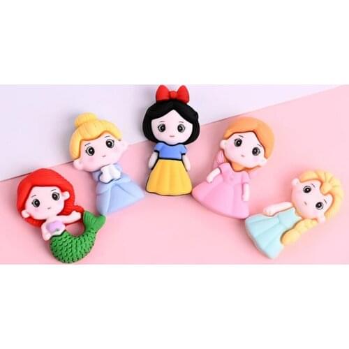 20pcs Kawaii Cartoon Princess Flat Back Resin Cabochon Scrapbooking Accessories Girl Resins Cabochons Hair Embellishments DIY