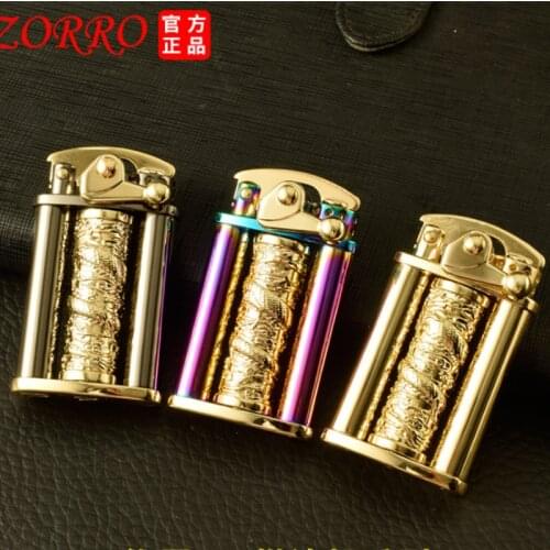 Zorro Kerosene Oil Lighter Rotary Dragon Pillar Rocker Arm Creative Personalized Grinding Wheel Retro Igniter Men Gift 6.7CM