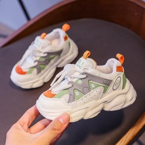 Patchwork Stripes Sneakers Toddler Girls 2021 New Fashion Autumn Winter Sports Shoes for Boys Csual Trainers Flat Running Shoes