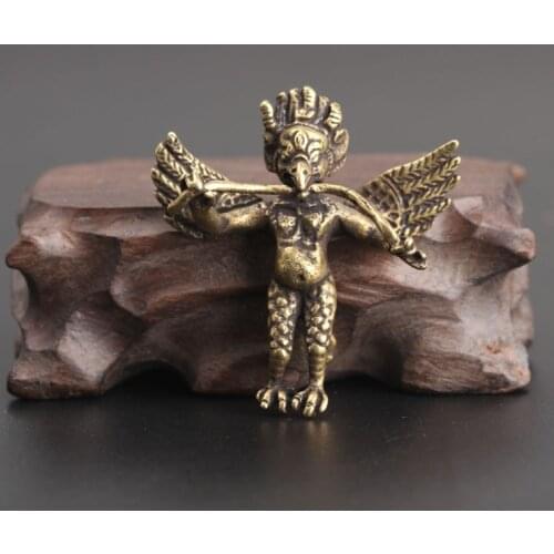 Brass Eagle Snake Small Ornament Copper Carving Retro Eagle Key Chain Animal Statue Solid Gift Pendant