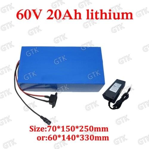 GTK 60V 20AH lithium ion bateria 18650 BMS li ion rechargeable for 1500W E-Bike Scooter citycoco + 5A Charger