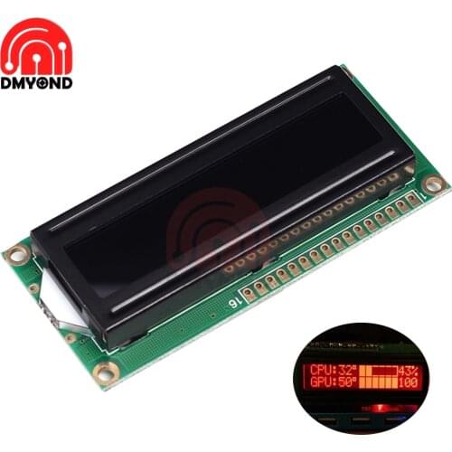 YB1602-A 5V 1602A 16x2 Dot Matrix Character Red LCD Display Screen Module Black Background Parallel Port LCD Controller Board