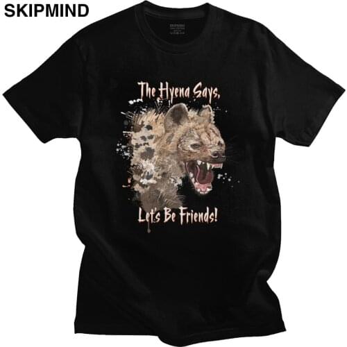 Hyena T Shirt Men Pure Cotton Africa Safari Wilderness T-shirt Furry Animal Hyaenas Tee Tops Short Sleeve Casual Tshirt Merch