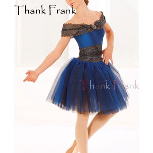 New Romantic Ballet Dress Girls Lace Tutu Dresses Women Tulle Ballerina Dance Costumes Kids Adult Dark Blue Rave Dancewear C767