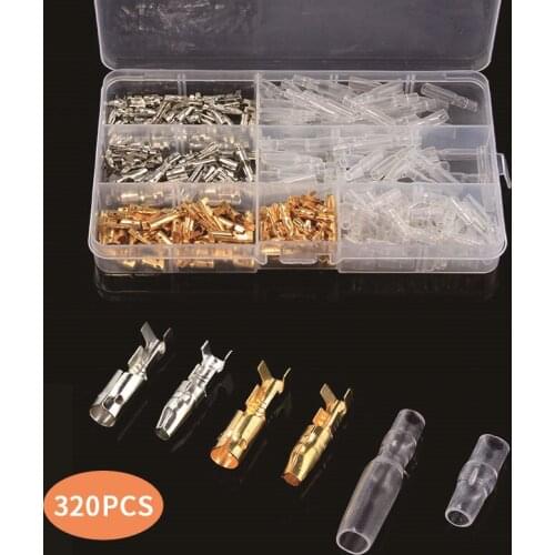 240Pcs 3.5mm/320Pcs 4mm Car Auto Motorcycle Bullet Terminal Male Female Wire Bullet Crimp Connectors Terminal +Insulation Sheath
