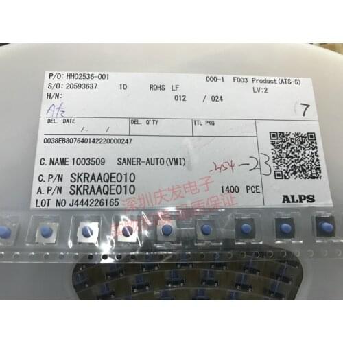 SKRAAQE010 ALPS blue rubber button switch touch switch 6.2mm square new original
