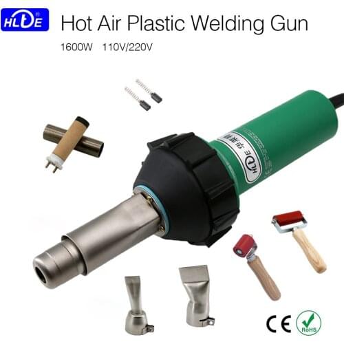 HLTE 1600W Plastic Hot Air Welding Gun Heat Gun 20mm/40mm flat welding nozzle 40mm/80mm silicone hand pressure roller