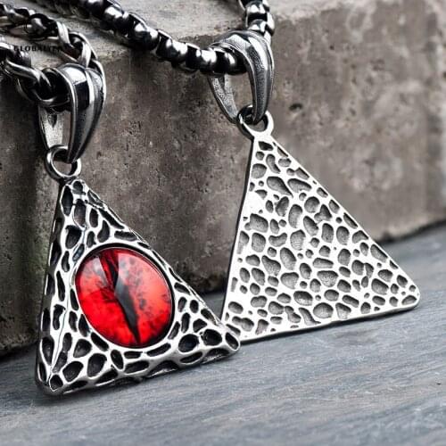 Ground-Craze Devils eye necklace Trendy titanium steel pendant Hip Hop single student pupil Sweater chain jewelry 450