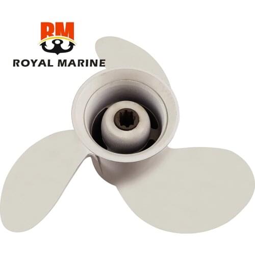 683-45945-00-EL Propeller 9 1/4X9-J for Yamaha 2 stroke 9.9HP 15HP outboard motor White 3 Blades 8 Spline Tooth R-Rotation