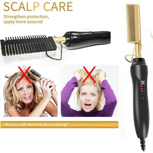 Hot comb Hair Straightening Brush Straightener Flat Irons Hot Heating Comb professional Hair Straight Styler Curling Iron