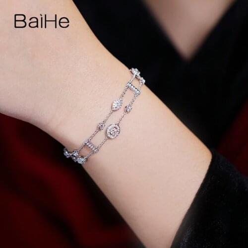 BAIHE Solid 18K White Gold 1.8ct Natural Diamonds Wedding Women Trendy Fine Jewelry Gift Beautiful diamond Bracelet