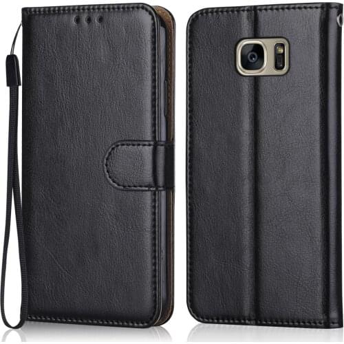 Folio Luxury Leather Case for On Samsung Galaxy S7 edge G935 G935F SM-G935F 5.5'' Wallet Stand Flip Case Phone Bag with Strap
