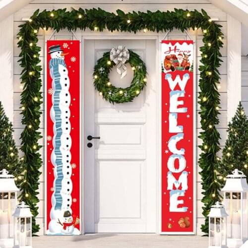 Merry Christmas Porch Sign Decorative Door Banner Christmas Decorations for Home Hanging Christmas Ornaments Navidad 2021