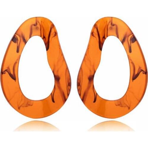 New Retro irregular oval acrylic earrings with marble like pattern and various Earrings