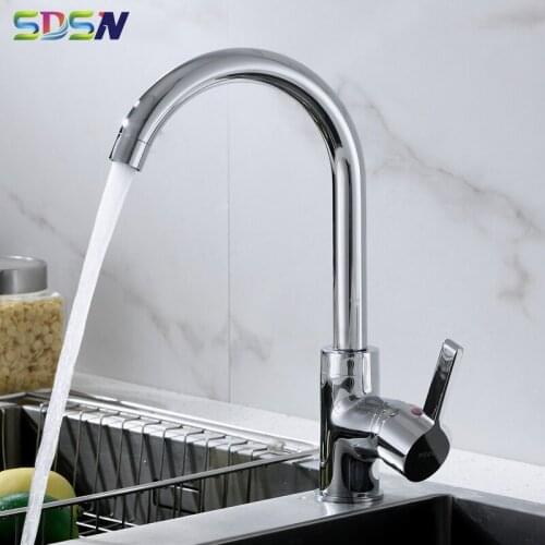 Kitchen Faucets SDSN Single Handle Kitchen Mixer Faucet Polished Chrome Hot Cold Kitchen Sink Faucet Brass Kitchen Mixer Tap