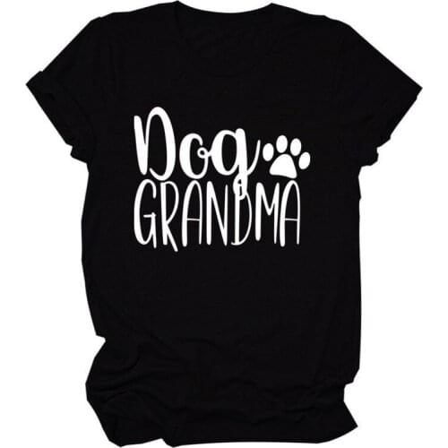 Dog Footprint Grandma Print Women T Shirt Short Sleeve O Neck Loose Women Tshirt Ladies Tee Shirt Tops Clothes Camisetas Mujer