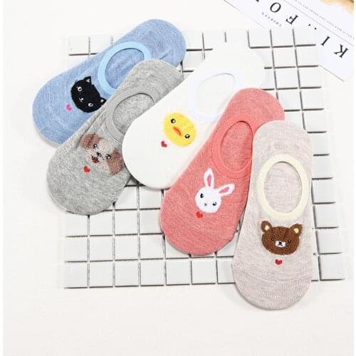 2019 cute animal cotton socks female kawaii cat dog rabbit chicken summer socks slippers female casual soft funny socks socks