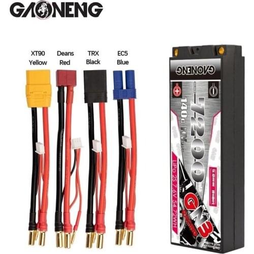 1-2pcs GNB GAONENG 7.6V 7200mAh 2S 140C Hardcase rechargeable battery T Connector for 1:8 1/8 RC Car Four Drive Off-Road Boat