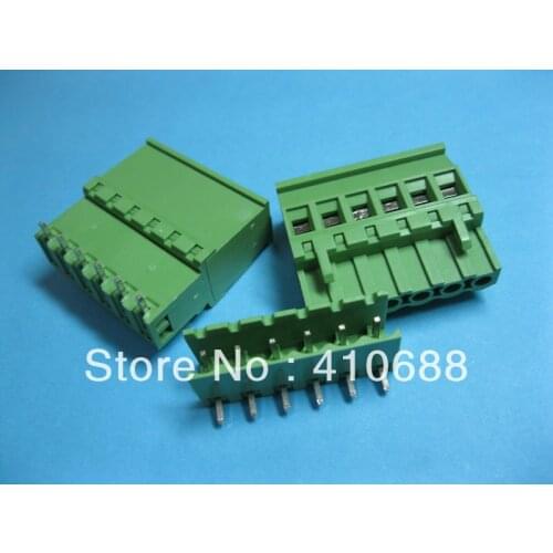 100 Pcs 6way/pin Pitch 5.08mm Screw Terminal Block Connector 2EDCD-5.08A-2EDCR Green Color Pluggable Type Angle HOT Sale