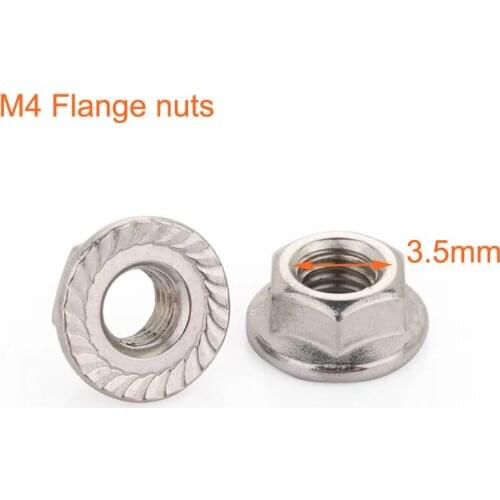 2PCS M4 Hexagon Flange 304 Stain Steel Nut Pinking Slip