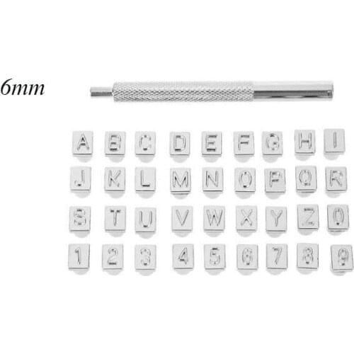 Word Number Leather Tools 36Pcs 6mm Steel Punch Alphabet Letter Number Leather Stamper Set Metal Leather Punching Tools