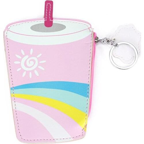 40PCS / LOT Creative Drink Leather Zero Wallet Lovely Zero Wallet Coin Key Chain Pendant Small Wallet Girl Mini Storage Bag