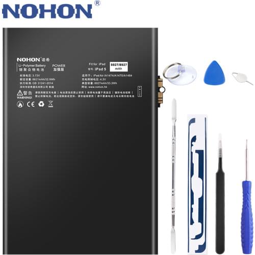 Nohon Battery For Apple iPad 5 Air iPad5 Battery Replacement A1484 A1474 A1475 8927mAh Polymer Lithium Li-ion Tablet Batarya