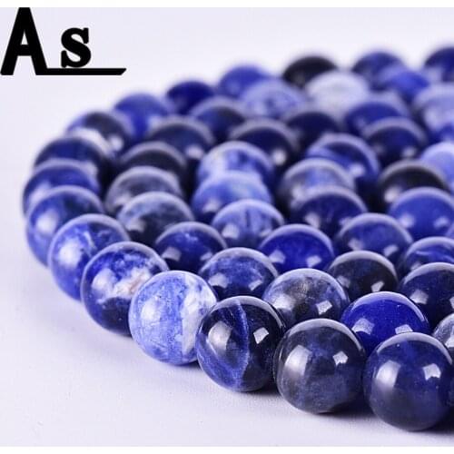 Asingeloo Natural Stone Sodalite Bead Blue White Loose Beads Different Sizes Available for Men Female Handmade Creative Jewelry