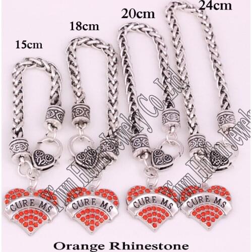 CURE MS heart 1set/4pcs Awareness Alert 15cm\18cm\20cm\24cm Wheat Chain Lobster Claw Bracelet