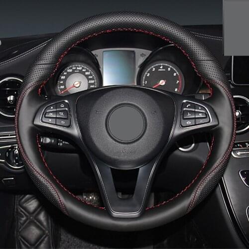 Black Sweat absorption Soft Comfortable Hand stitch Steering wheel cover For Mercedes-Benz GLC S200L S300 New E260L 400 CLA