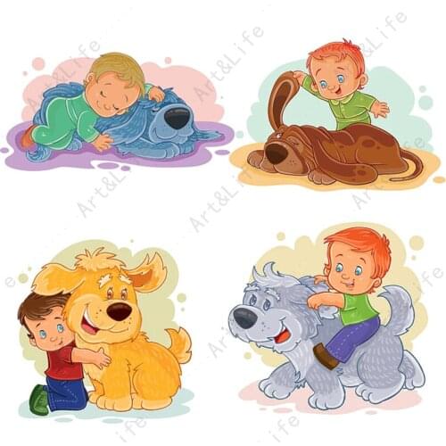 Little Boy And Big Dog Hot New Metal Cutting Dies Stencils for Making Scrapbooking Album Birthday Card Embossing Cut Dies Stamps