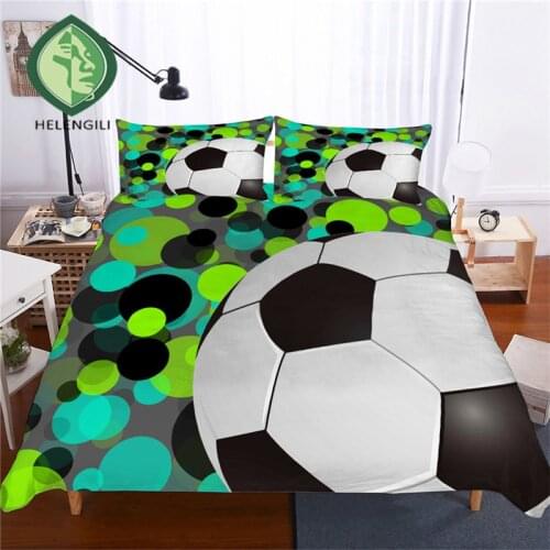 HELENGILI 3D Bedding Set Football Print Duvet Cover Set Lifelike Bedclothes with Pillowcase Bed Set Home Textiles #SG-04