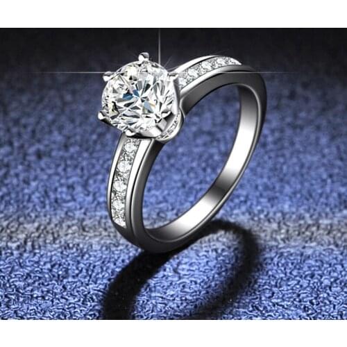 Inbeaut Hot Popular 925 Silver Excellent Cut Round D Color Pass Diamond Test 1 ct Moissanite Ring Classic 6 Claw PT950 Rings