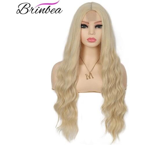 Brinbea 30 Inches Synthetic Fake Scalp Loose Wave Middle Part Natural Heat Resistant Fiber Hair Female Long Wigs For Women
