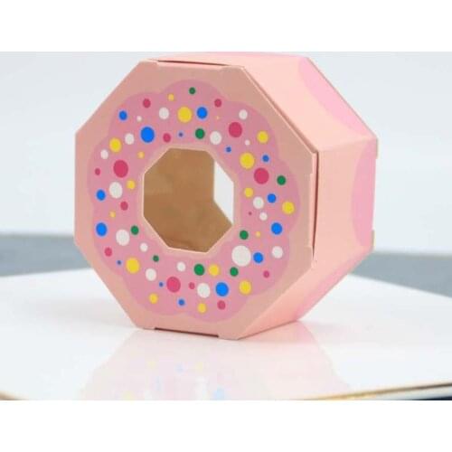 5pcs Baby Shower Candy Box Hexagon Gift Box Donut Sweet Chocolate Packaging Dragee Birthday Party Kids Gift Weeding Paper Bags