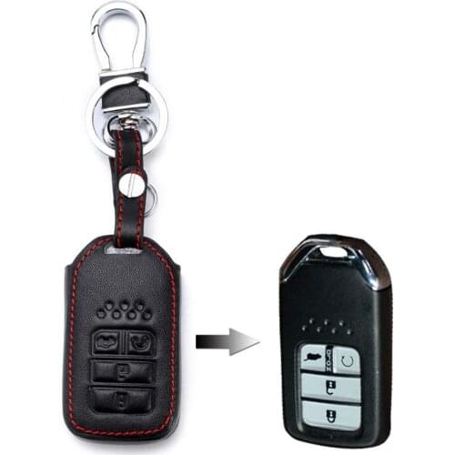 Leather Key Case For Car 3 Buttons For Honda Accord Civic Crv City Jazz Elantra Ix35 Santafe Car Key Cover